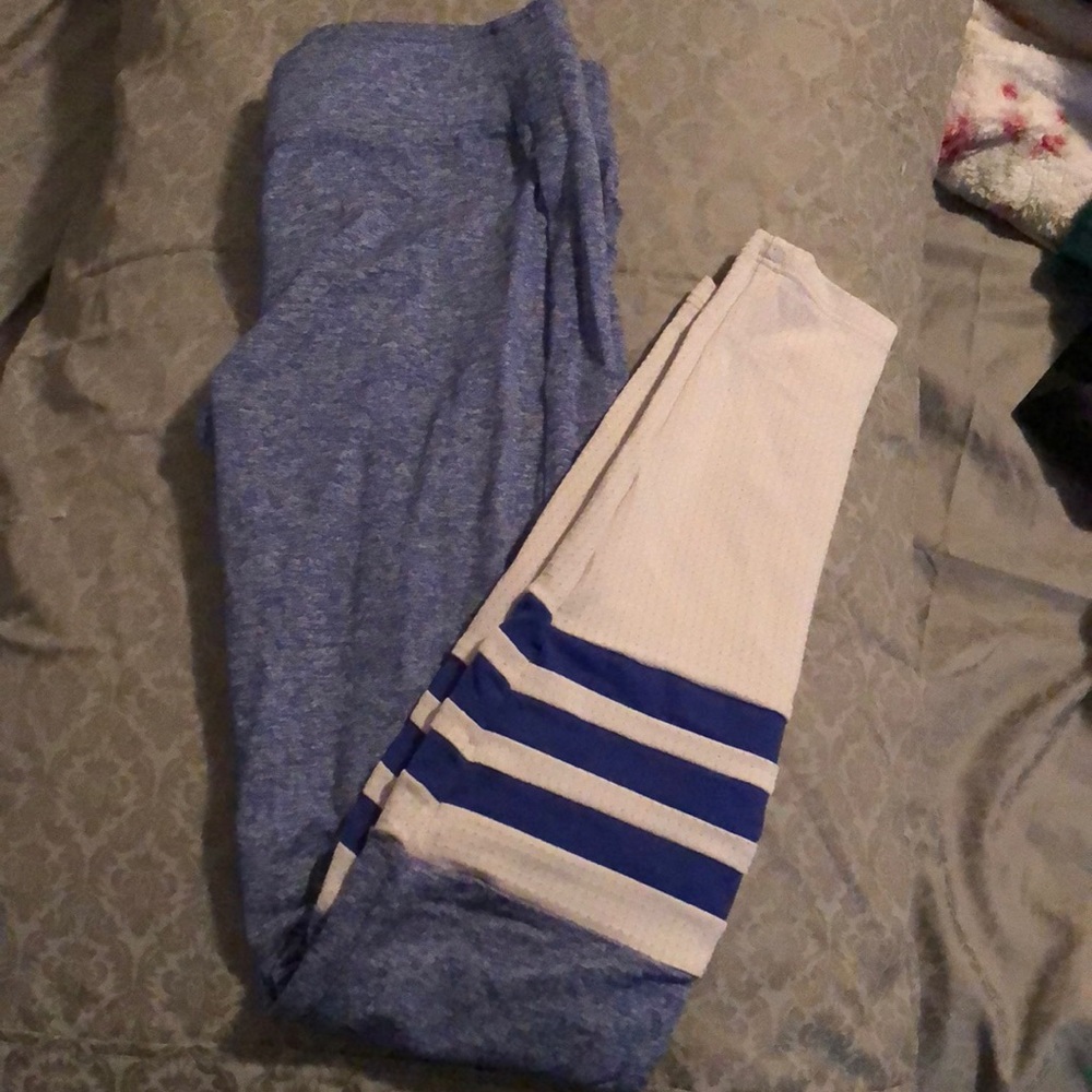 blue & white bombshell leggings